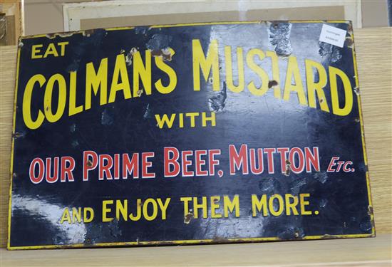 A Colmans Mustard with Our Prime Beef, Mutton etc enamel sign